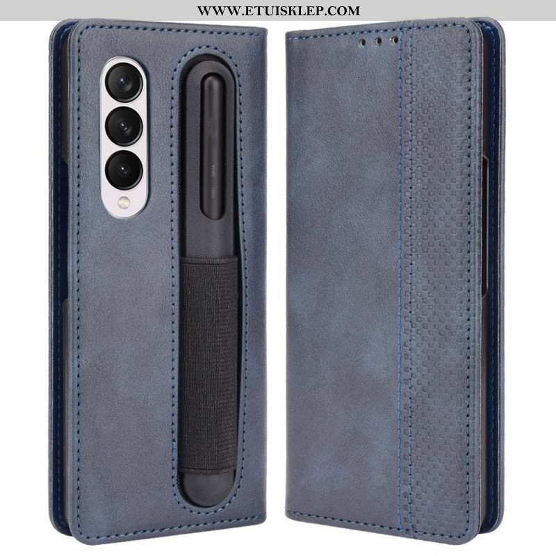 Etui Na Telefon do Samsung Galaxy Z Fold 4 Etui Folio Przechowywanie Długopisów W Stylu Retro